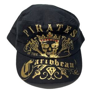 Disney Parks Pirates of the Caribbean Cadet Hat Cap Black Adjustable Strapback